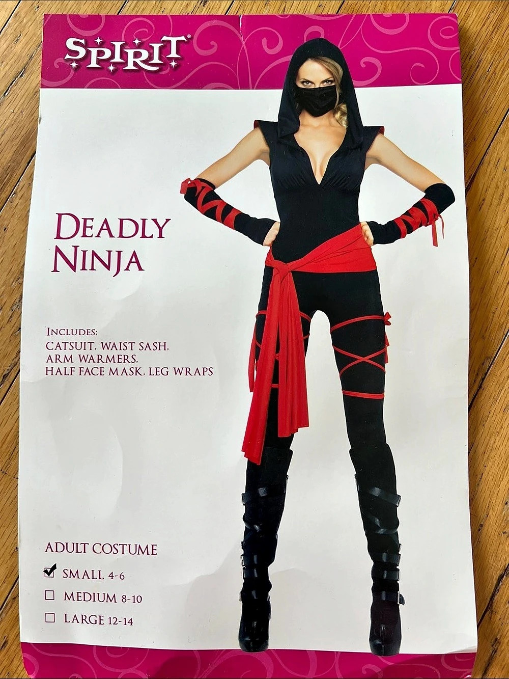 Spirit Halloween Deadly Ninja Adult Costume Small NWOT